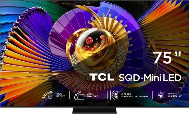 Телевизор TCL 75X11L SQD Mini LED, QLED, 4K Ultra HD, СМАРТ ТВ, Google TV