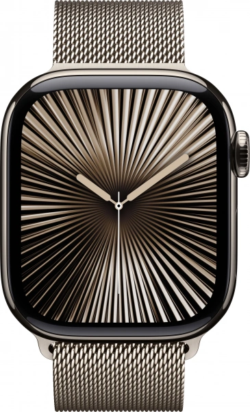 умные часы apple watch s10 42 mm natural titanium case with natural milanese loop