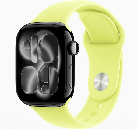 умные часы apple watch s11 46 mm jet black aluminum case with neon yellow sport band s/m