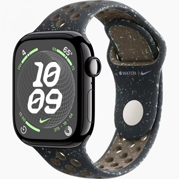 умные часы apple watch s10 42mm jet black sky midnight nike sm