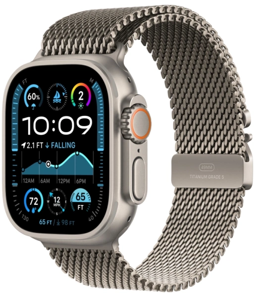 Умные часы Apple Watch Ultra 2 (2024)  49 Natural Titanium case with L Natural Titanium Milanese Loop