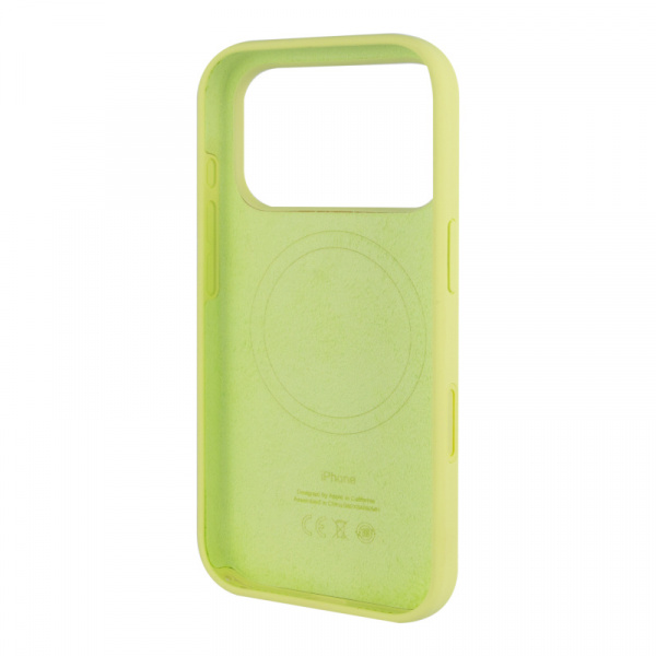 Чехол для iPhone 17 Pro Silicone Case 100% ORG (MagSafe + анимация NFC Clear) c LOGO Neon Yellow