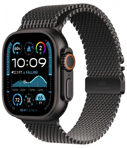 умные часы apple watch ultra 2 (2024)  49 black titanium case with m black titanium milanese loop