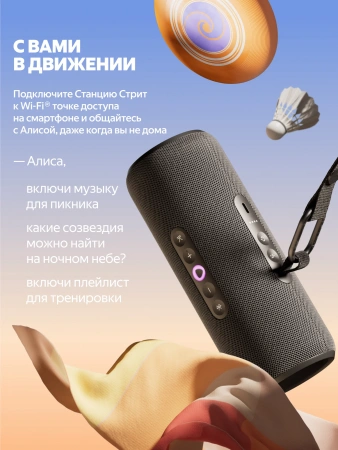 умная колонка яндекс станция стрит с алисой, черный