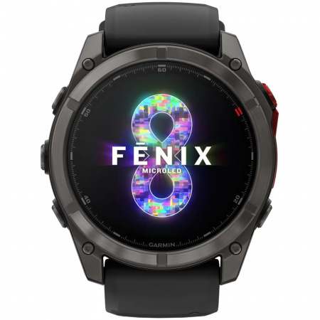 умные часы watch garmin fenix 8 51 microled sapphire carbon gray dlc titanium black / pebble gray