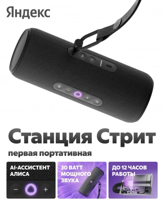 умная колонка яндекс станция стрит с алисой, черный