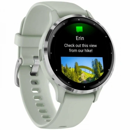 умные часы watch garmin venu 3s sage gray with silver buckle  010-02785-01