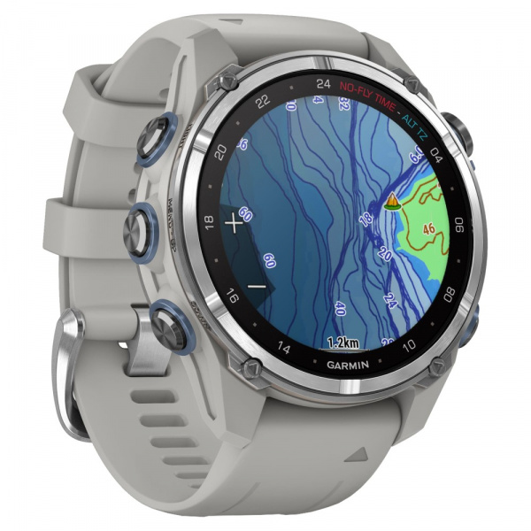 умные часы watch garmin descent mk3i 43 stainless steel with fog gray silicone